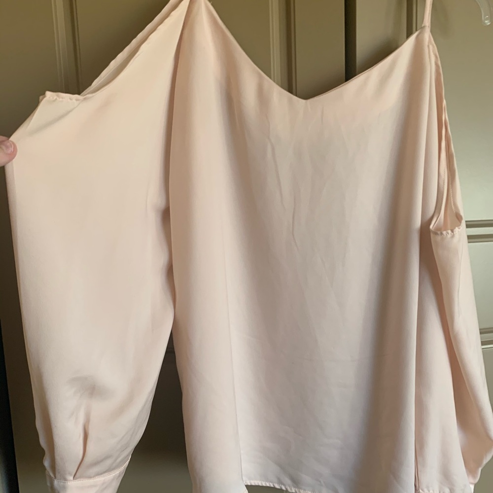 Pink Cold Shoulder Sheer Top